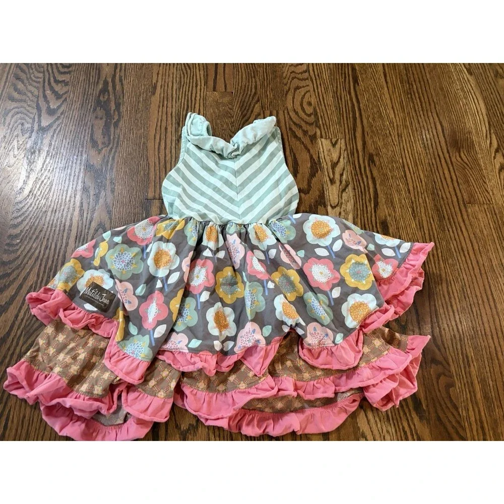 Matilda Jane Girls Decadente Cake Walk Layered Tank Dress Multicolor Sz 6 Whimsy